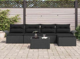 Outdoor Sofa with Cushion 6 pcs Black Poly Rattan 3345333