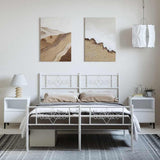 Metal Bed Frame without Mattress with Footboard White 135x190cm 355333