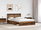 Bed Frame with Headboard Old Wood 135 x 190 cm Solid Pine Wood 3411758