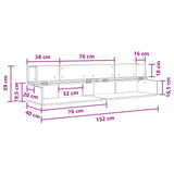 Studio Desk White 152 x 40 x 19.5 cm Engineered Wood 8006668