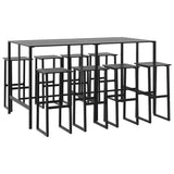9 Piece Garden Bar Set Black Powder-coated Steel 3283754