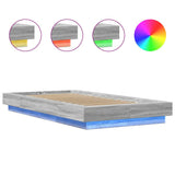 Bed Frame with LED Lights without Mattress Grey Sonoma 75x190cm 3281159