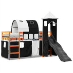 Kids' Loft Bed with Tower White&Black 80x200 cm Solid Wood Pine 3309152
