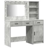 Dressing Table with Mirror Lights 2 pcs Grey Engineered Wood 3334266