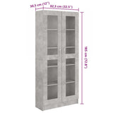 Vitrine Cabinet Concrete Grey 82.5x30.5x185 cm Engineered Wood 802772