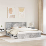 Bed Frame with Drawer Concrete Grey 200 x 200 cm Engineer Wood 3410154