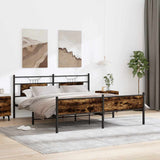 Metal Bed Frame without Mattress Smoked Oak 183x213 cm 3325115