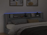 Storage Headboard with LED Grey Sonoma Engineered Wood 3418698