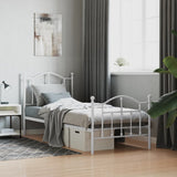 Metal Bed Frame without Mattress with Footboard White 80x200cm 353497