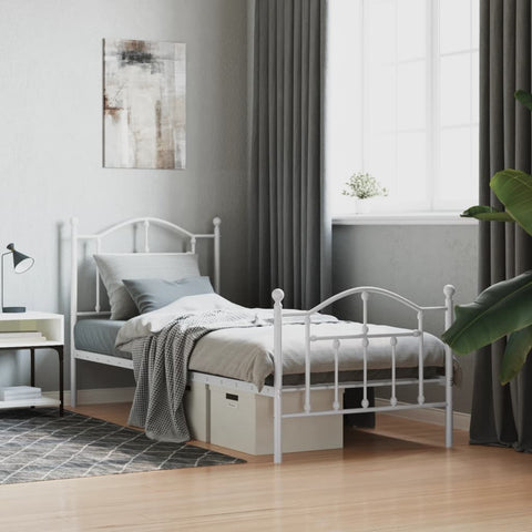 Metal Bed Frame without Mattress with Footboard White 80x200cm 353497