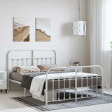 Metal Bed Frame without Mattress with Footboard White 135x190cm 352644