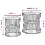 ZNTS Garden Side Tables 2 pcs with Wooden Top Grey Poly Rattan 366292