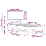 Bed Frame with Upholstered Headboard Light Grey 100 x 200 cm 877299