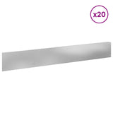 Lawn Edging 20 pcs 100 x 15 cm Steel Silver 8008825