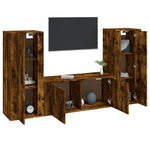 3 Piece TV Cabinet Set Smoked Oak Engineered Wood 3188763