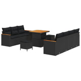 Garden Sofa Set with Cushion 14 pcs Black Poly Rattan 3364954