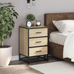 ZNTS Bedside Cabinet Sonoma Oak 40x34.5x60 cm Engineered Wood and Metal 848720