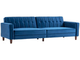 Velvet-Feel Three-Seater Sofa Bed - Blue T3398P423872