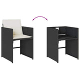 15 Piece Garden Dining Set with Cushions Black Poly Rattan 3211230