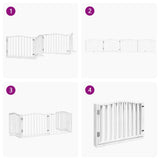Dog Gate with Door Foldable 4 Panels White 320 cm Poplar Wood 352217