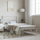 Metal Bed Frame without Mattress with Headboard White 100x190cm 372320