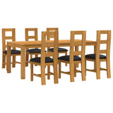 Dining Set 7 pcs Black Solid Oak Wood 3430397