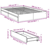 Bed Frame with Drawers without Mattress White 150x200 cm King Size 3280650