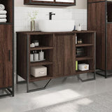 Bathroom Sink Cabinet Brown Oak 91x35x60 cm Engineered Wood 848668