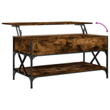 Coffee Table Smoked Oak 100x50x50 cm Engineered Wood and Metal 845358