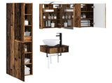 Bathroom Furniture Set 5 pcs Old Wood Engineered Wood and Glass 3407245