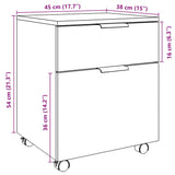 ZNTS Mobile File Cabinet with Wheels Old Wood 45x38x54 cm Engineered Wood 856949