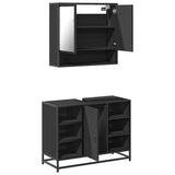 ZNTS 2 Piece Bathroom Furniture Set Black Engineered Wood 3300940