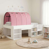 Bed Frame with Tunnel 3 pcs White and Pink Engineered Wood 3423632
