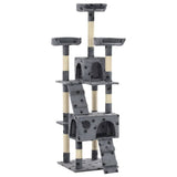 Cat Tree with Sisal Scratching Posts 170 cm Paw Prints Grey 170613