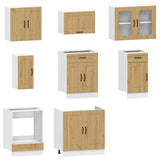 ZNTS 8 Piece Kitchen Cabinet Set Kalmar Artisan Oak Engineered Wood 3314830