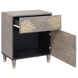 Bedside Cabinet with Door Grey 50 x 33 x 60 cm Solid Mango Wood 4018780