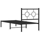 Metal Bed Frame without Mattress with Headboard Black 80x200cm 376217