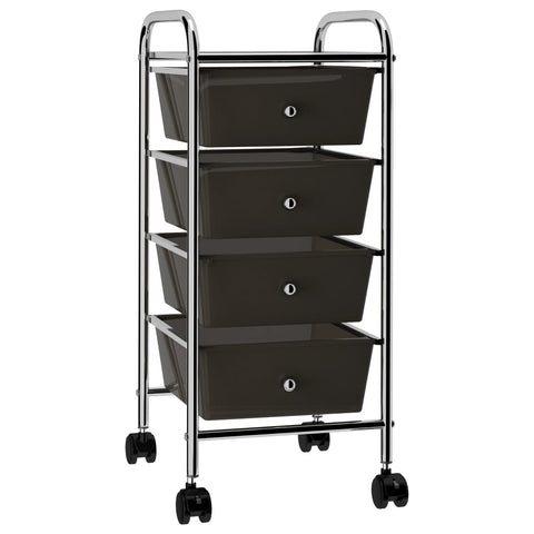 ZNTS 4-Drawer Mobile Storage Trolley Black Plastic 320398