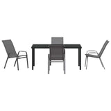 Garden Dining Set 5 pcs Grey and Black Powder-coated Steel 3379124