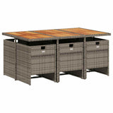 7 Piece Garden Dining Set with Cushions Grey Poly Rattan 3210554