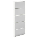 Shoe Cabinet 5-Layer Mirror White 63x17x169,5 cm 273938