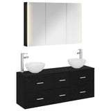 Bathroom Furniture Set 4 pcs Black Oak 3406704