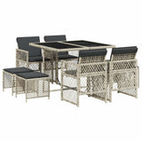 9 Piece Garden Dining Set with Cushions Light Grey Poly Rattan 3210779