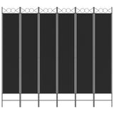 6-Panel Room Divider Black 240x220 cm Fabric 350177