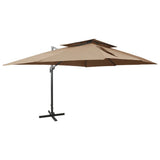 Cantilever Garden Parasol with Double Top Taupe 400x300 cm 312375