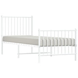 Metal Bed Frame without Mattress with Footboard White 75x190cm 350939