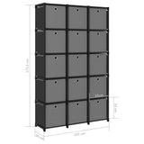 15-Cube Display Shelf with Boxes Black 103x30x175.5 cm Fabric 322619