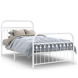 Metal Bed Frame without Mattress with Footboard White 107x203cm 376663