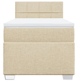 Box Spring Bed with Mattress Cream 100x200 cm Fabric 3285804
