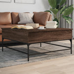 ZNTS Coffee Table Brown Oak 95x95x45 cm Engineered Wood and Metal 3217068